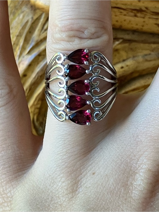 Jewelry - Natural Raspberry Garnet Sterling Silver Ring Size 6